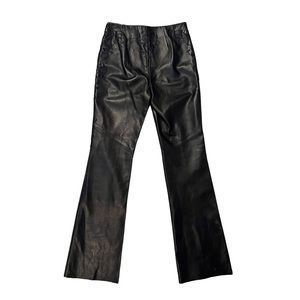 Beautiful Embroidered Flared Leather Pants